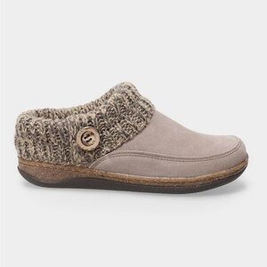 Clarks Taupe Knit Cuff Mules